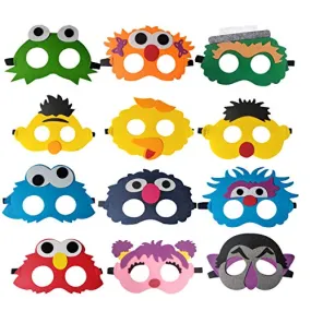 12pcs Sesame Street cartoon mask, boy and girl birthday party dress up character props, Sesame Street theme party supplies, children's photo cartoon props.