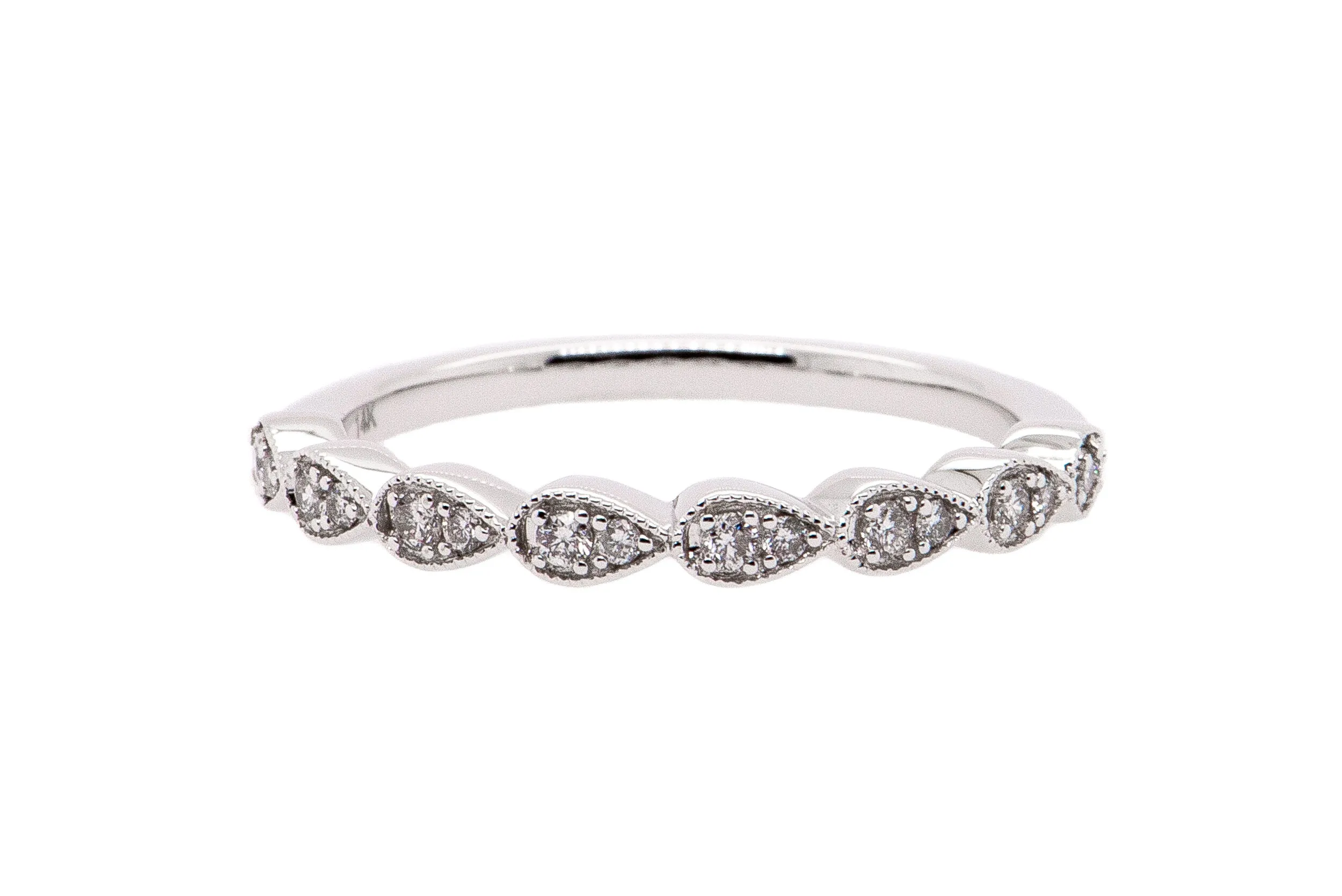 14k White Gold Diamond Stackable Band