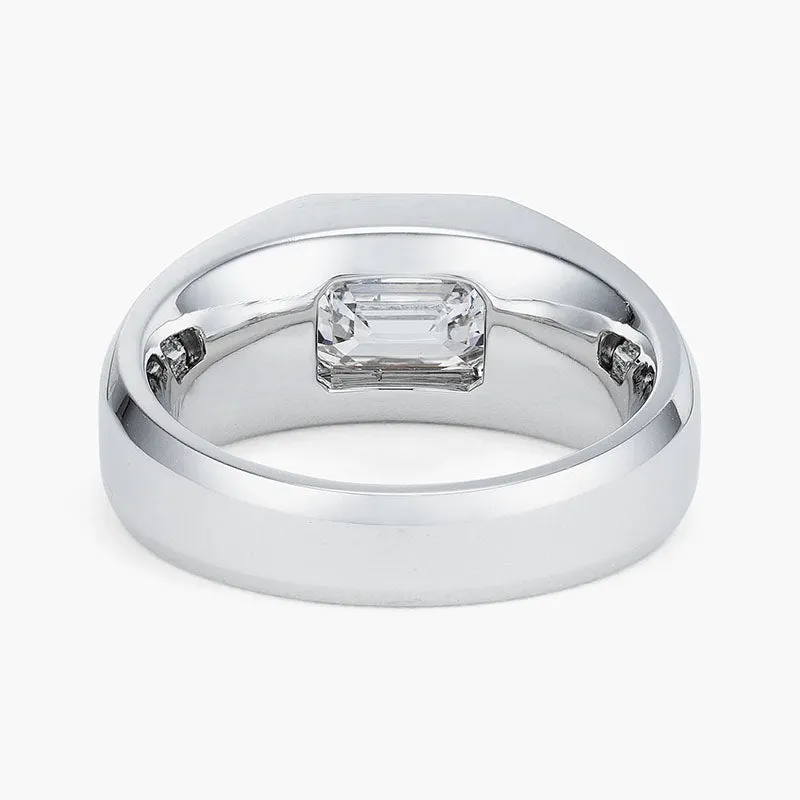 4ct Emerald Cut Silver Ring For Men