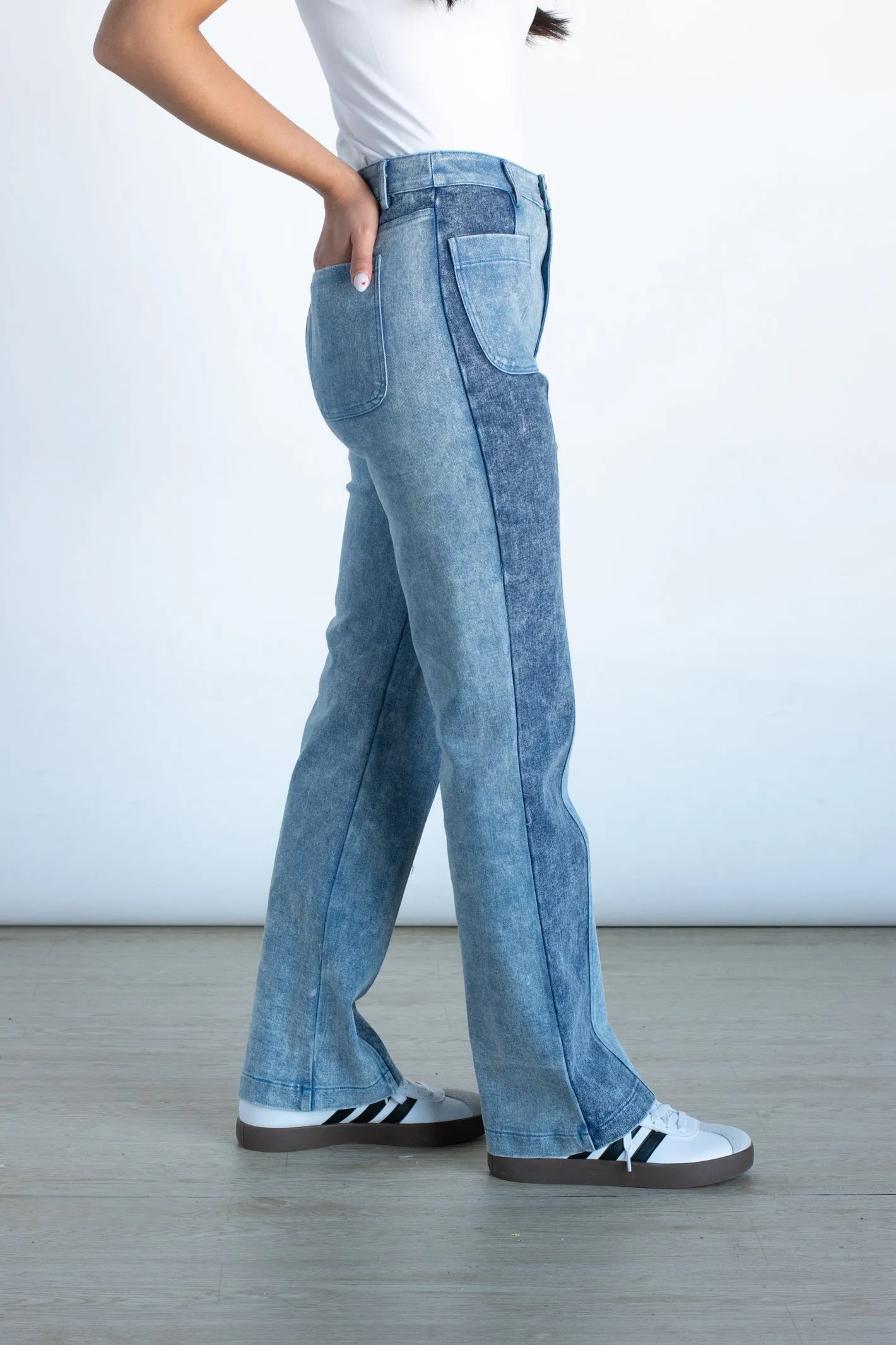 A Point in Time Patchwork Wide Leg Jean