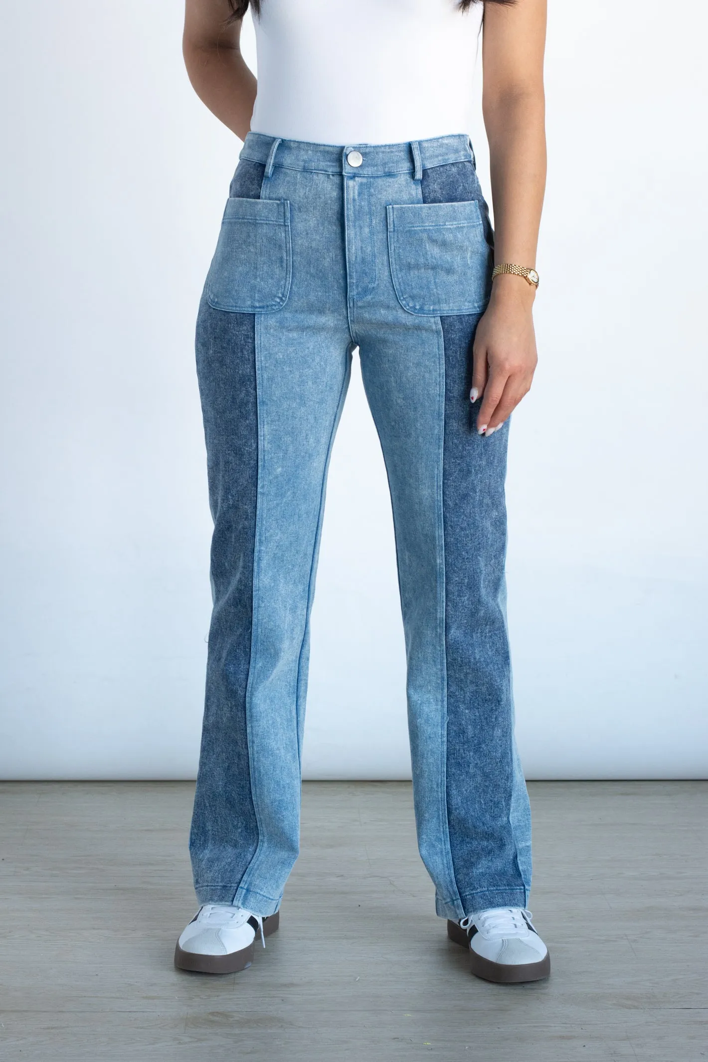 A Point in Time Patchwork Wide Leg Jean