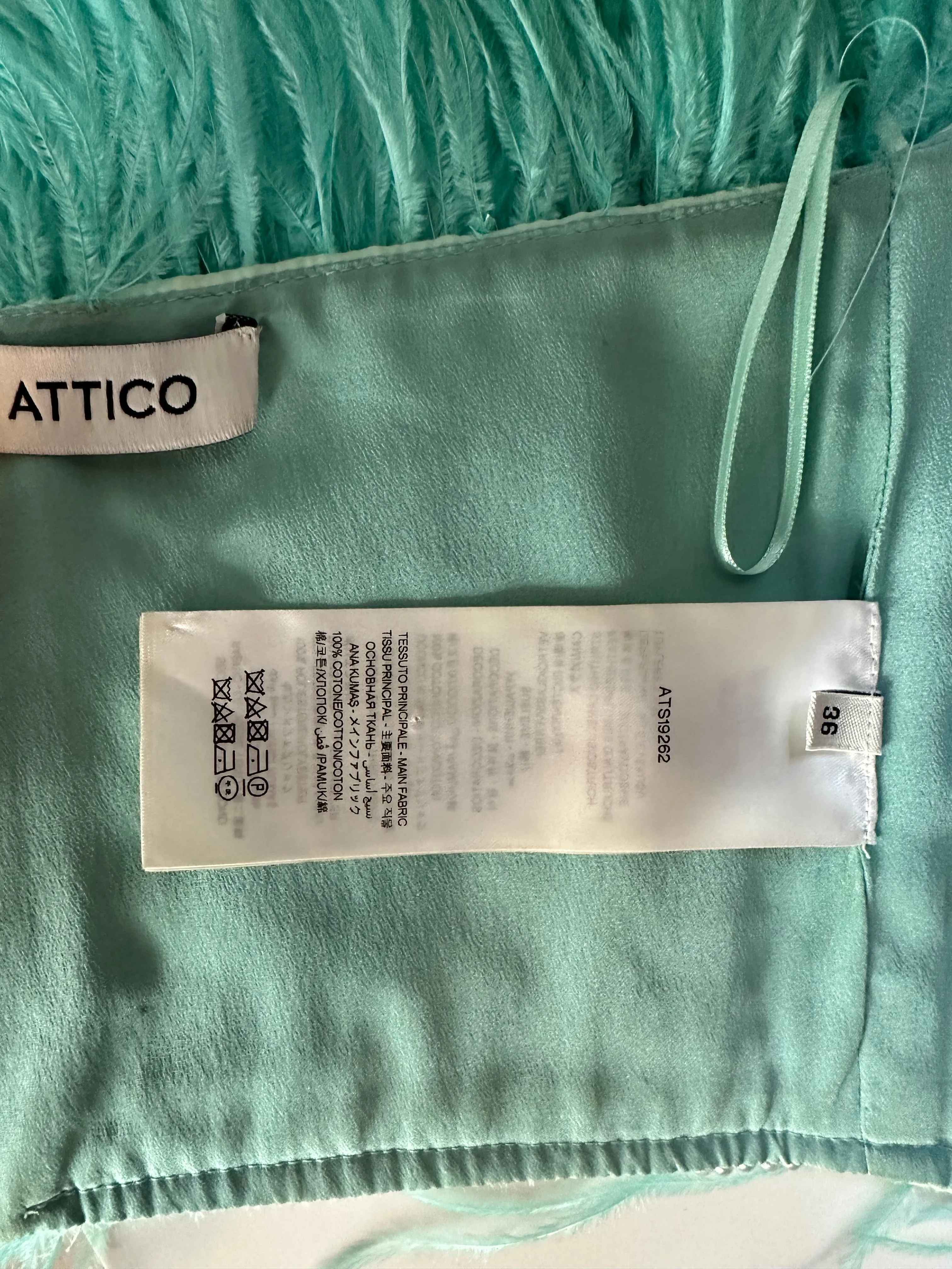 ATTICO - Bustier feather turquoise size 36 IT