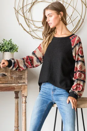 Aztec Puff Sleeve Top