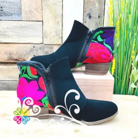 Black Embroider Women Boots - Suede Footwear