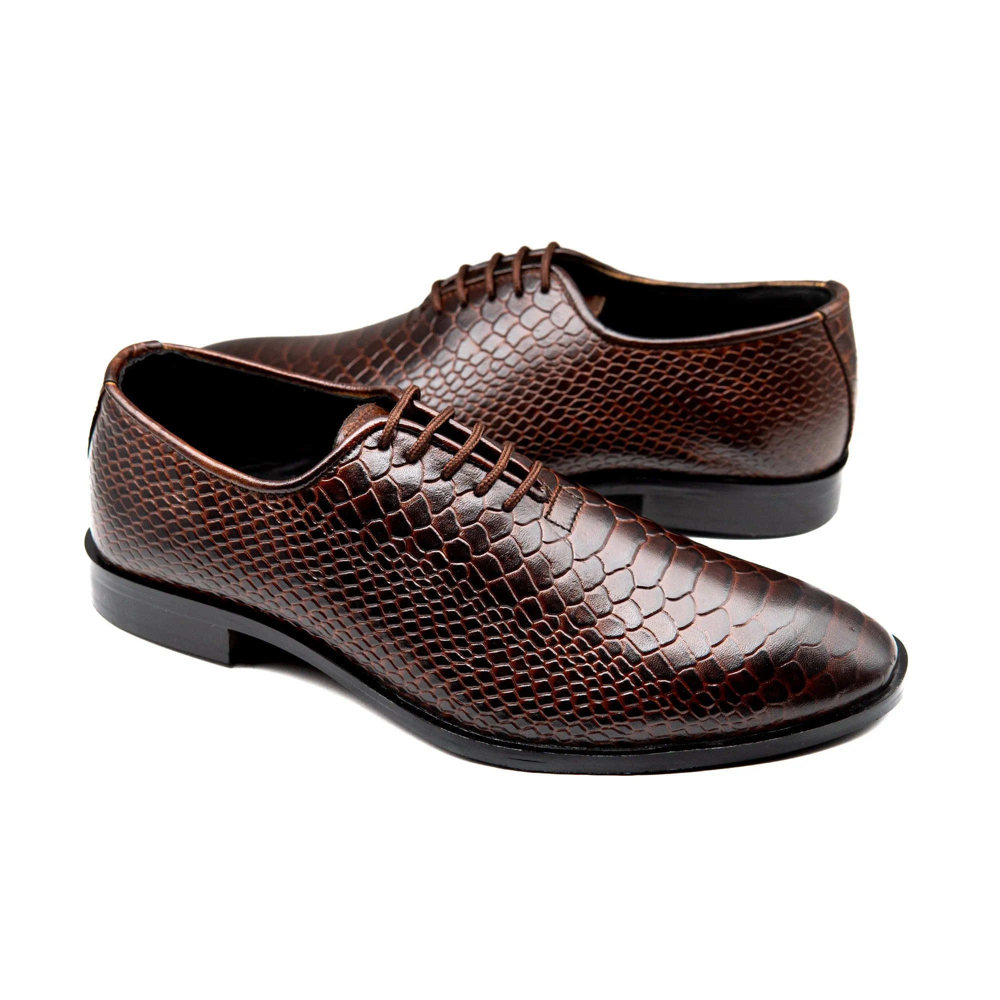 Brown Textured Executive Men Shoes