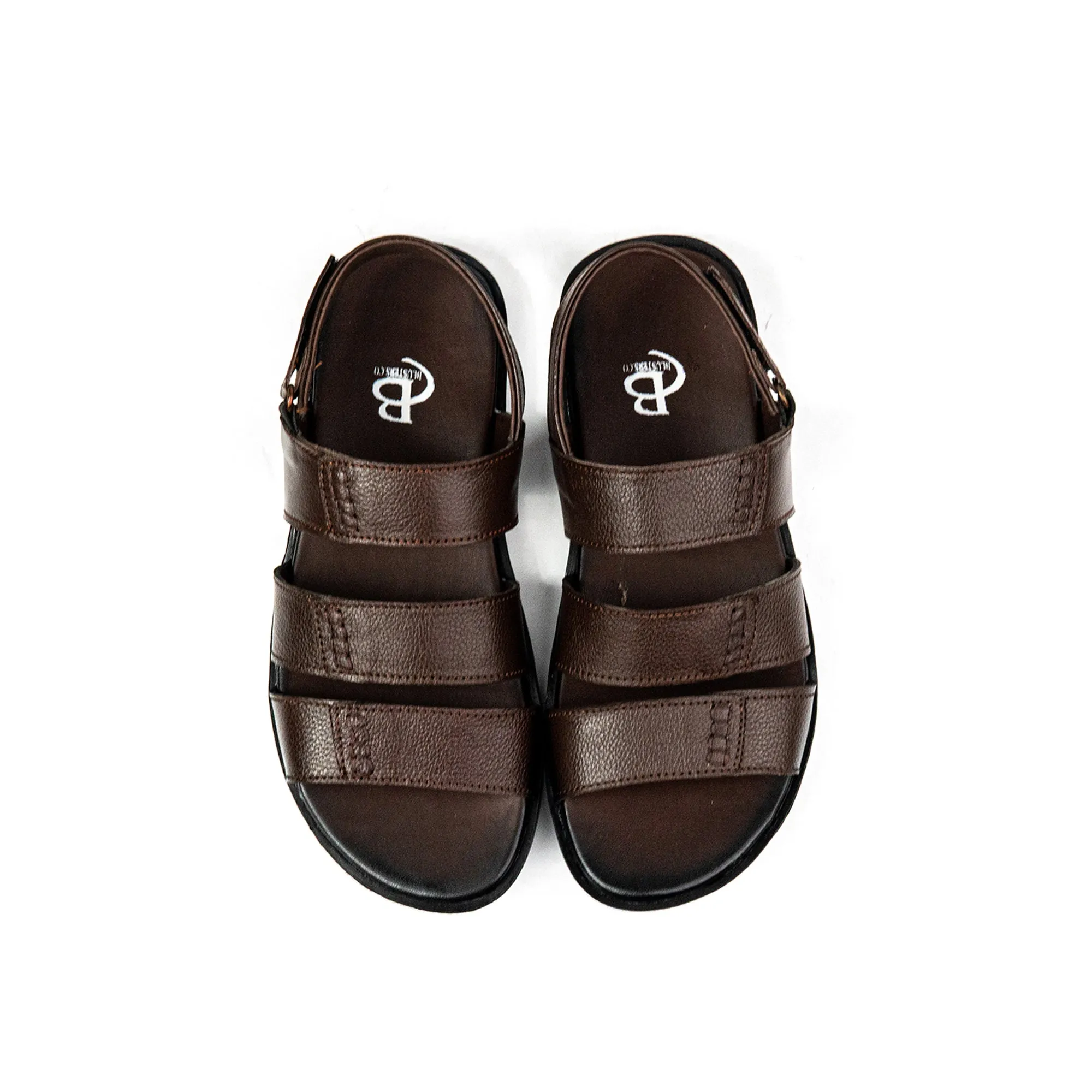 Brown Three Strap Leather Men Sandals