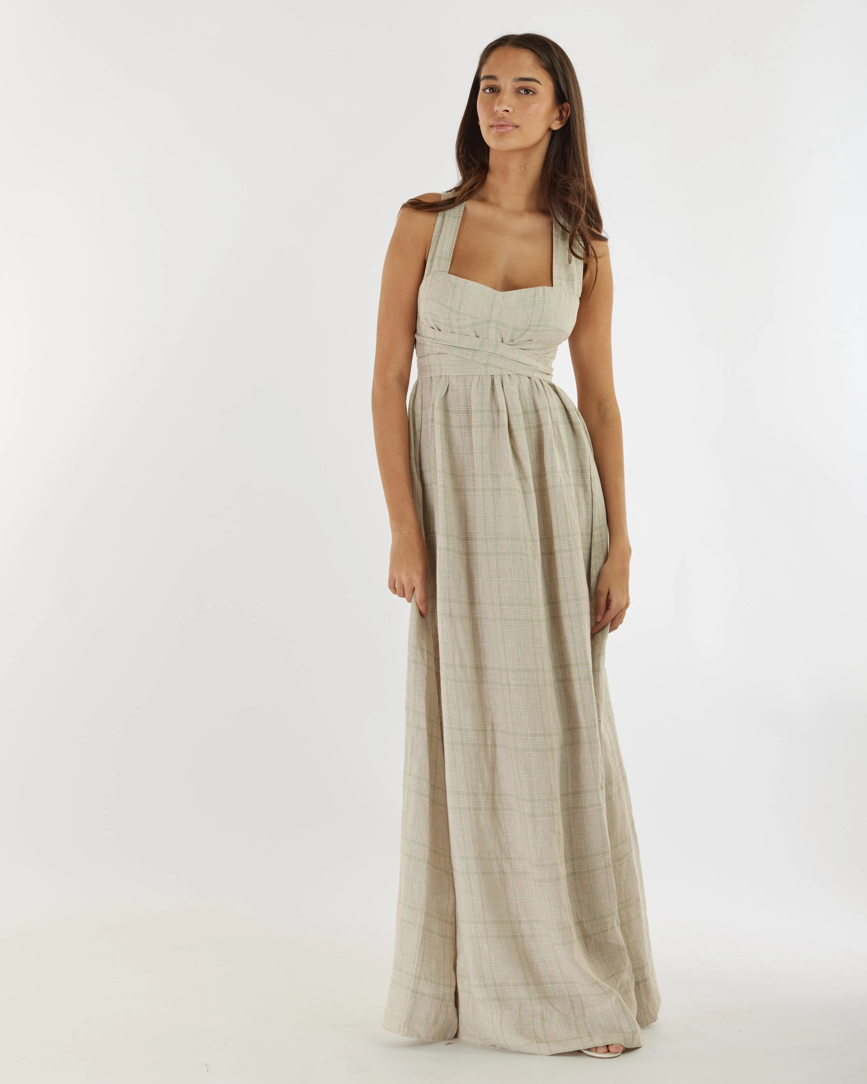 Charlotte Check Wrap Maxi Dress