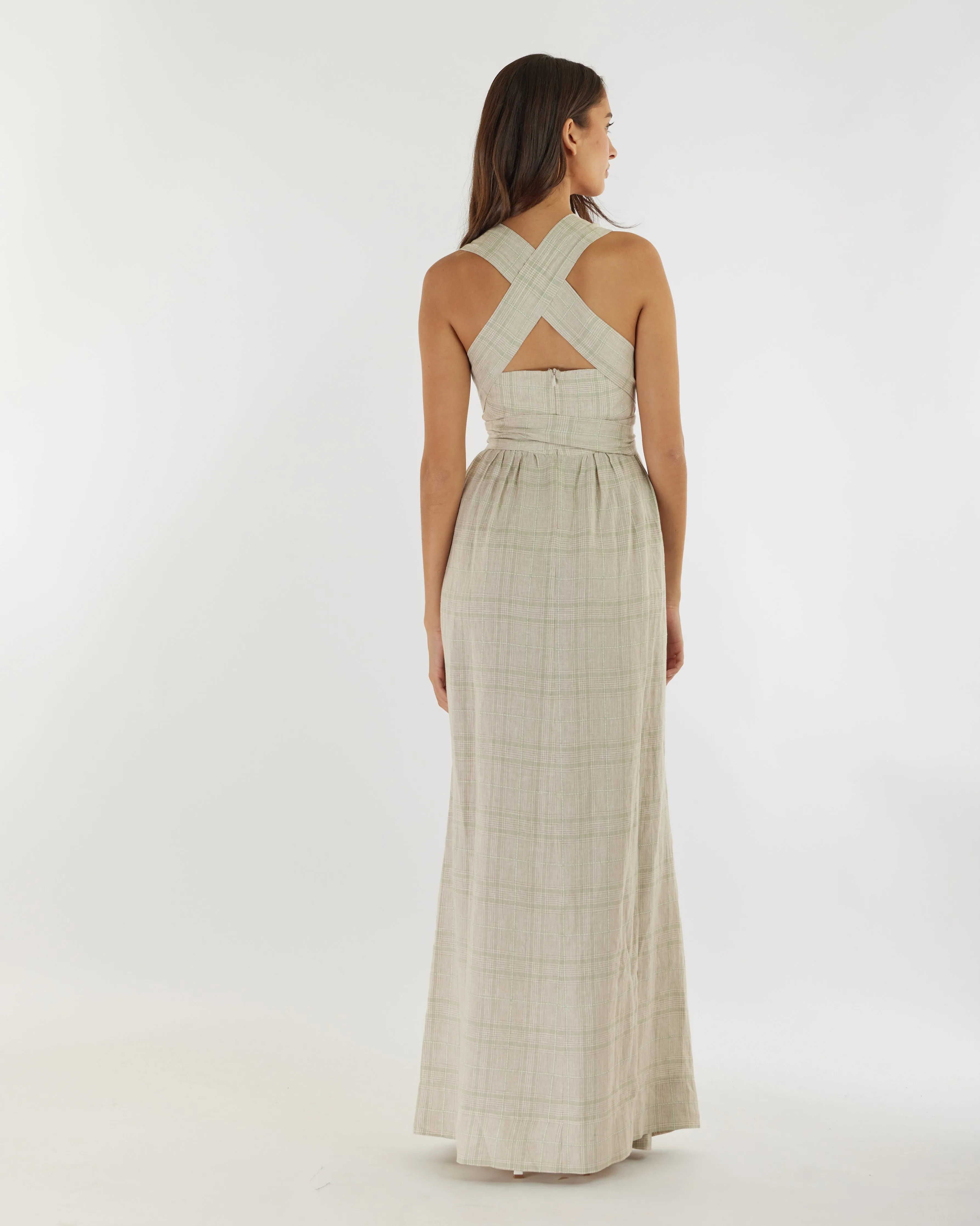 Charlotte Check Wrap Maxi Dress