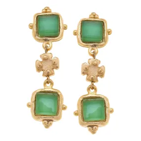 Charlotte Green French Glass Tier Earrings