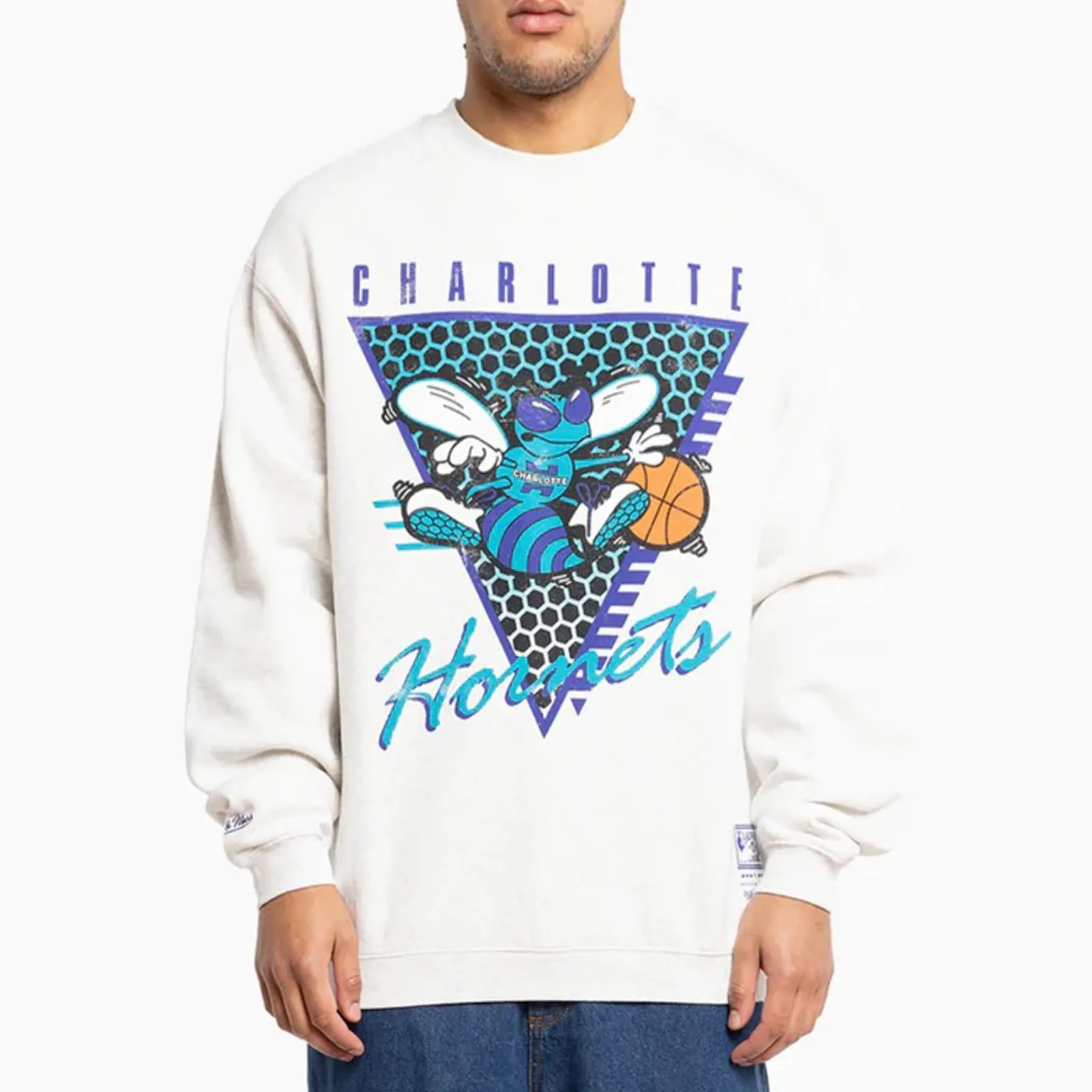 Mitchell & Ness Charlotte Hornets Logo Crew Long Sleeve Sweatshirt - Stylish & Comfortable Fan Gear