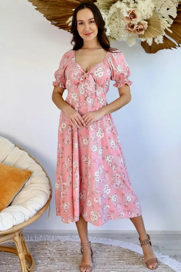 Charlotte Midi Dress - Pink Floral