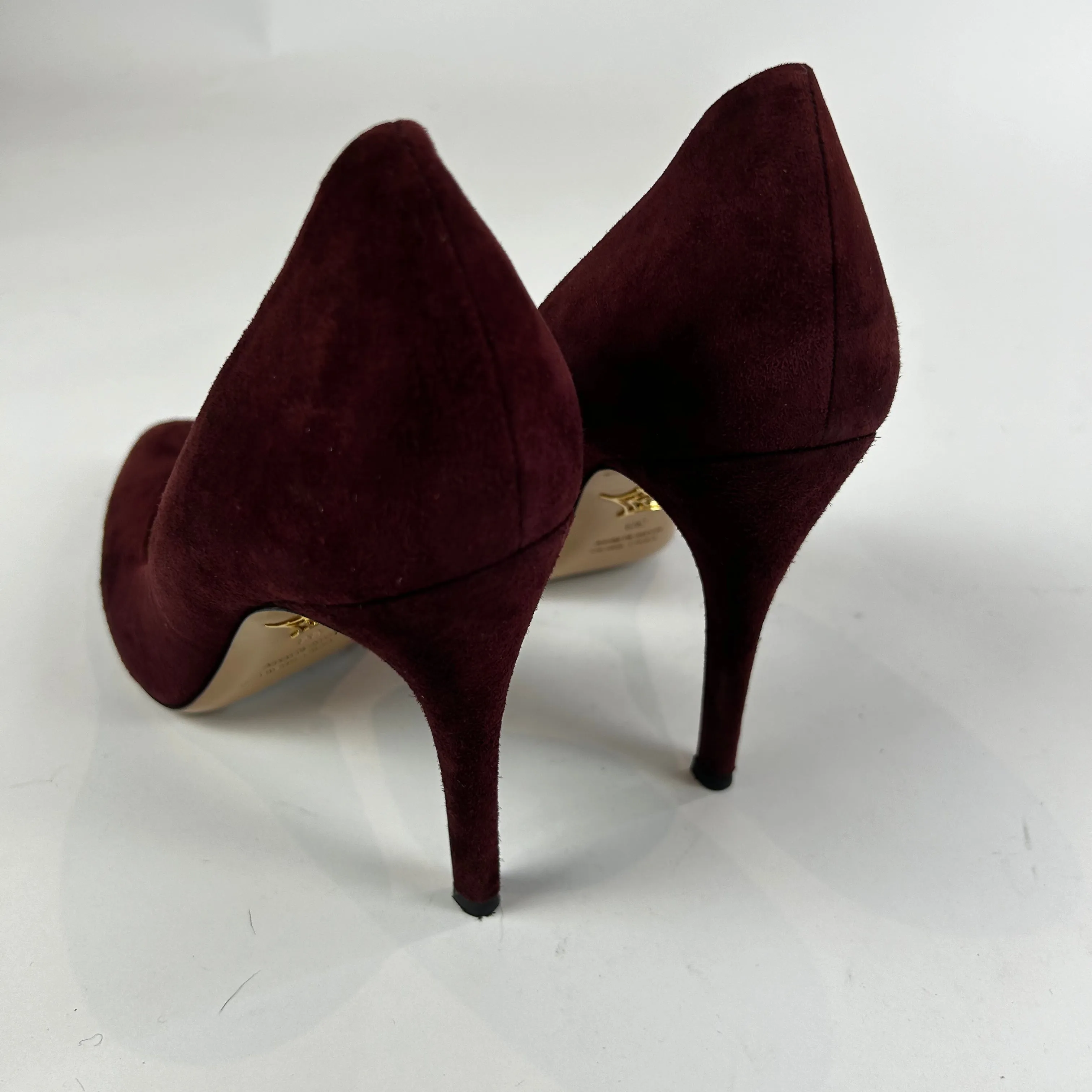 Charlotte Olympia Plum Suede 100 D'Orsay Heels 39