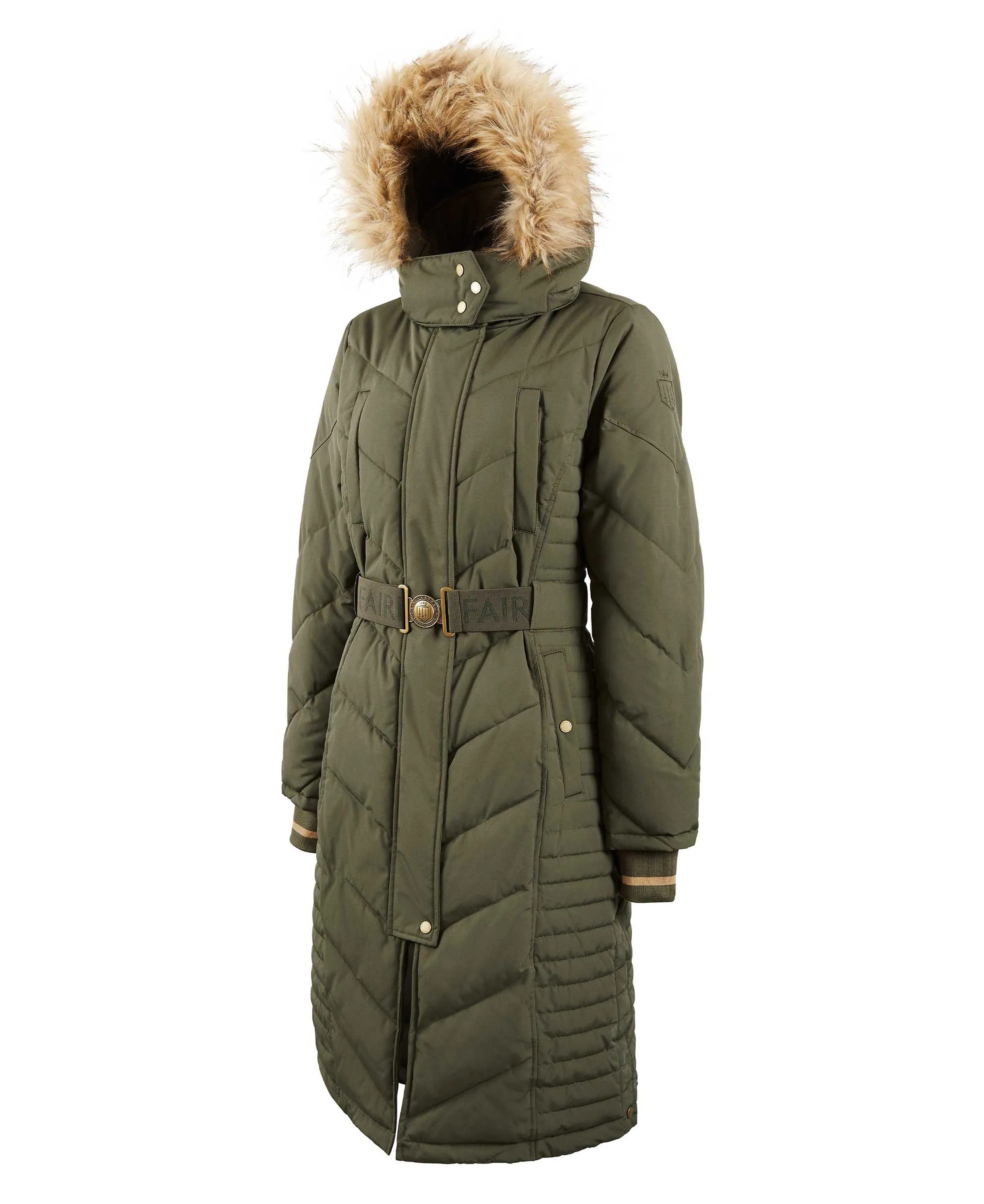 Charlotte Padded Longline Coat - Khaki