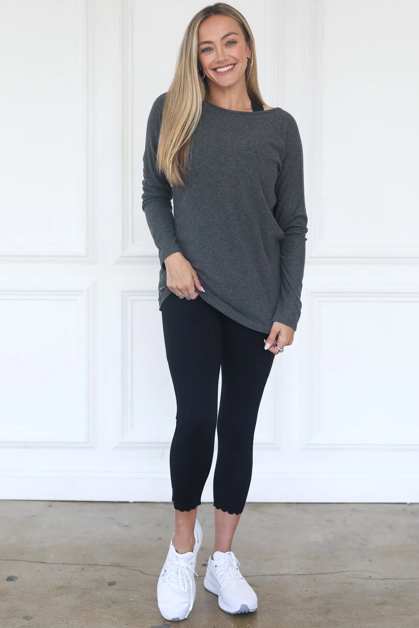 Charlotte Two-Way Nursing Wrap Sweater (Dark Grey)