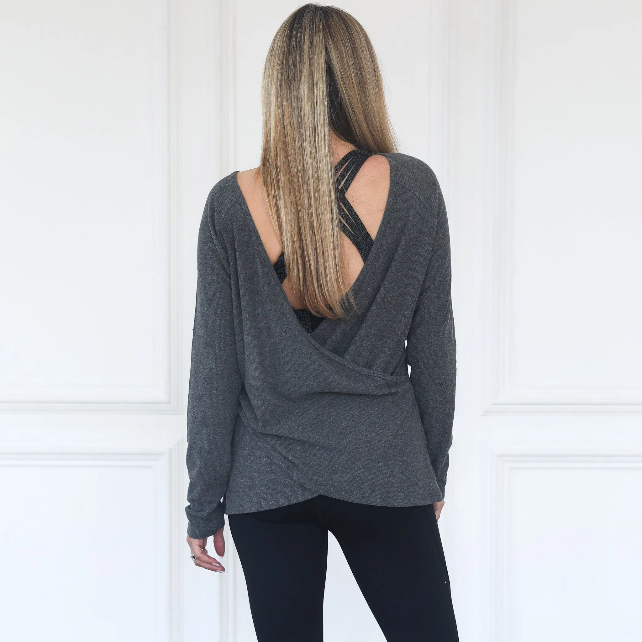 Charlotte Two-Way Nursing Wrap Sweater (Dark Grey)