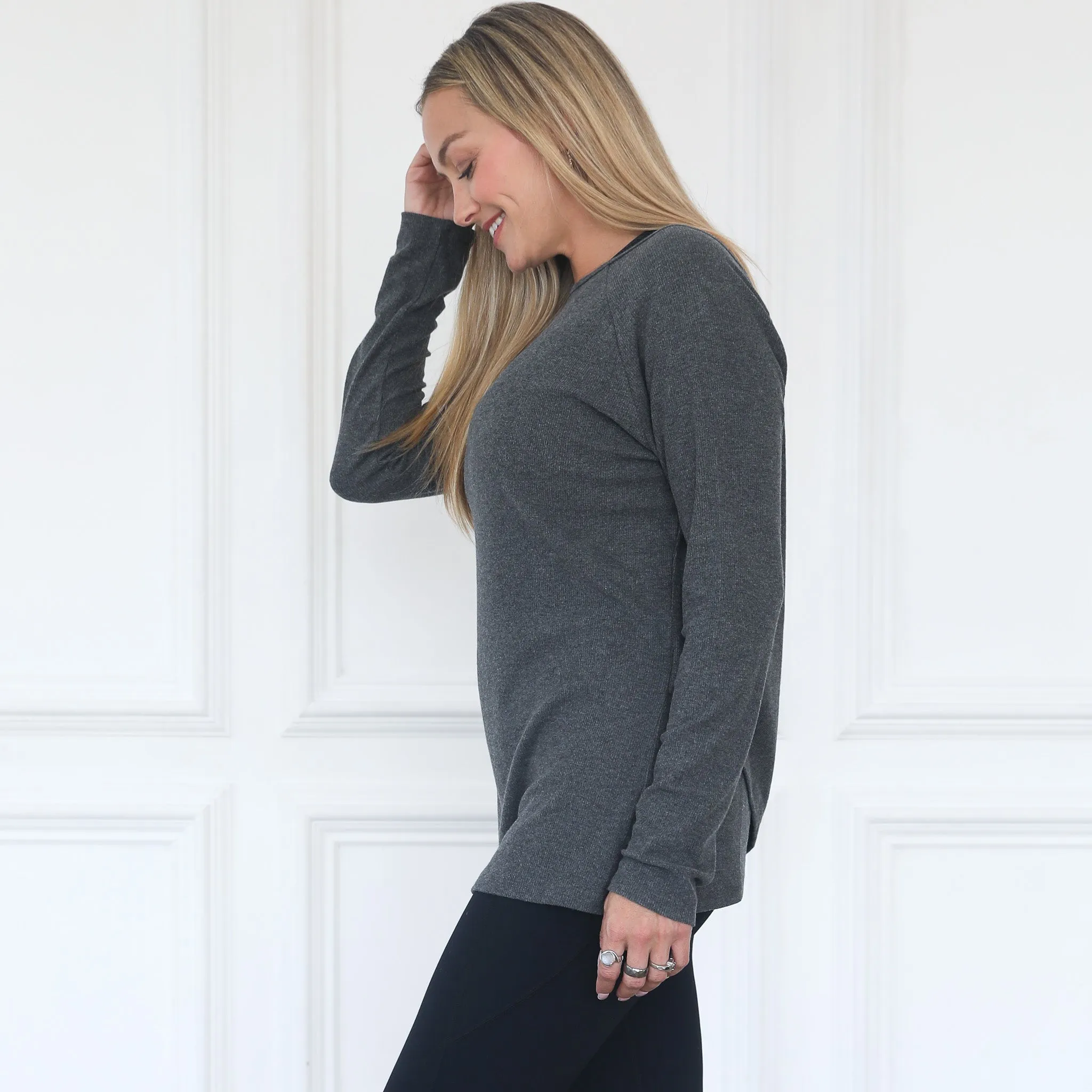 Charlotte Two-Way Nursing Wrap Sweater (Dark Grey)