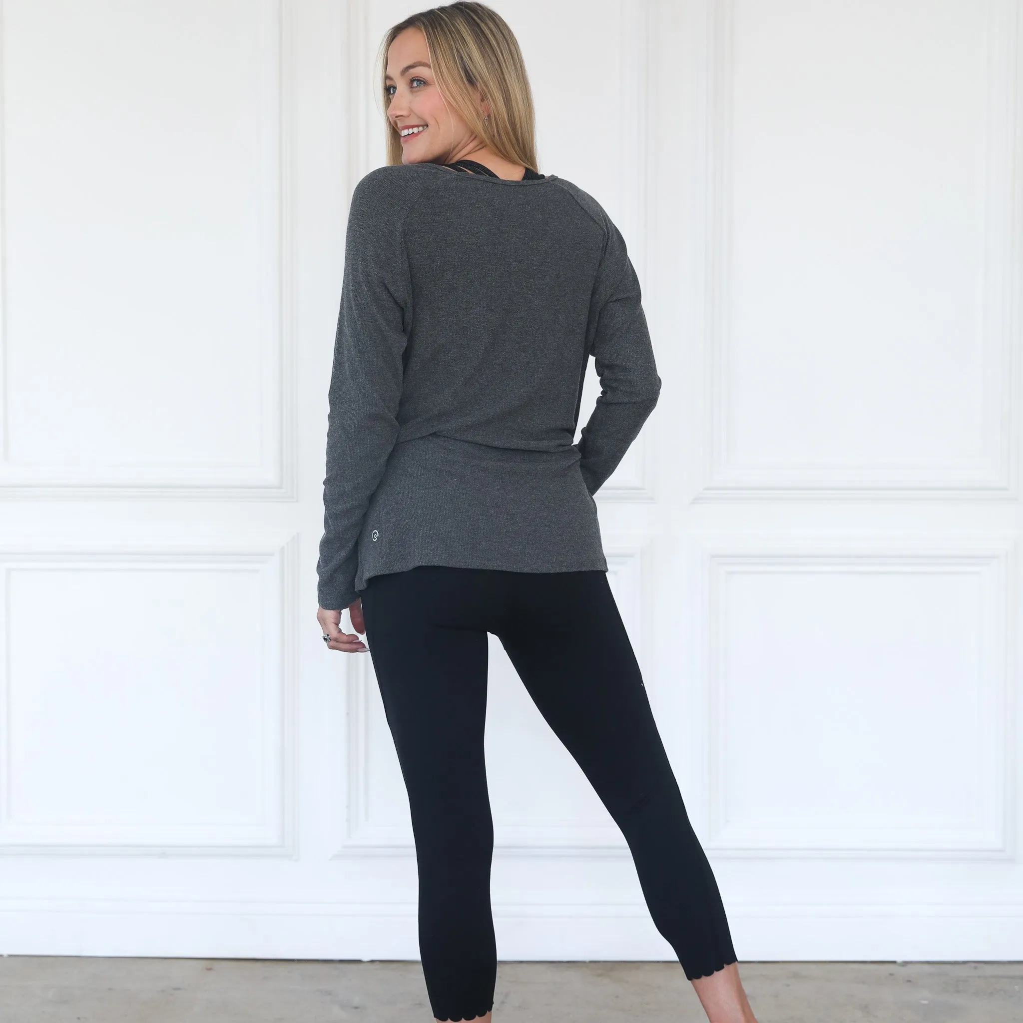 Charlotte Two-Way Nursing Wrap Sweater (Dark Grey)