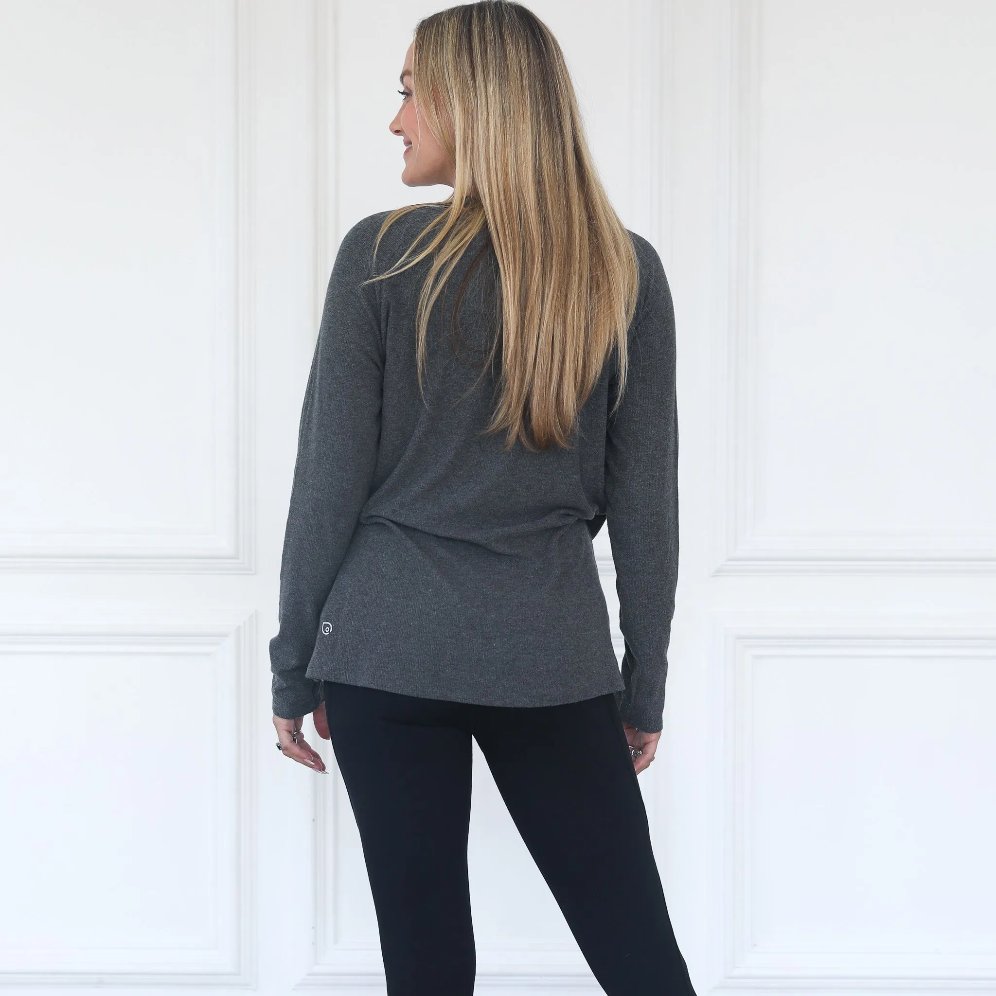 Charlotte Two-Way Nursing Wrap Sweater (Dark Grey)