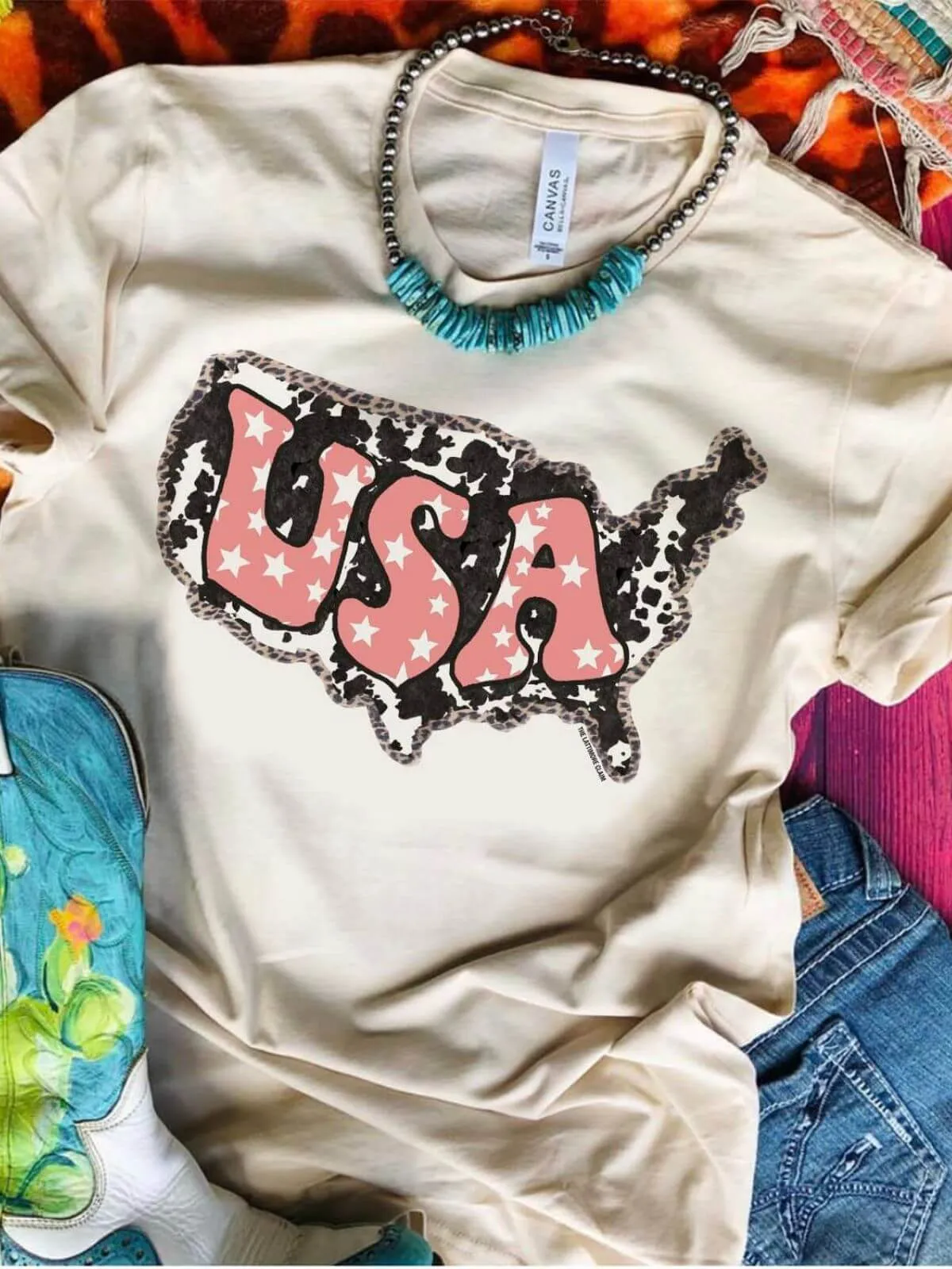 Cow Print USA Graphic Tee