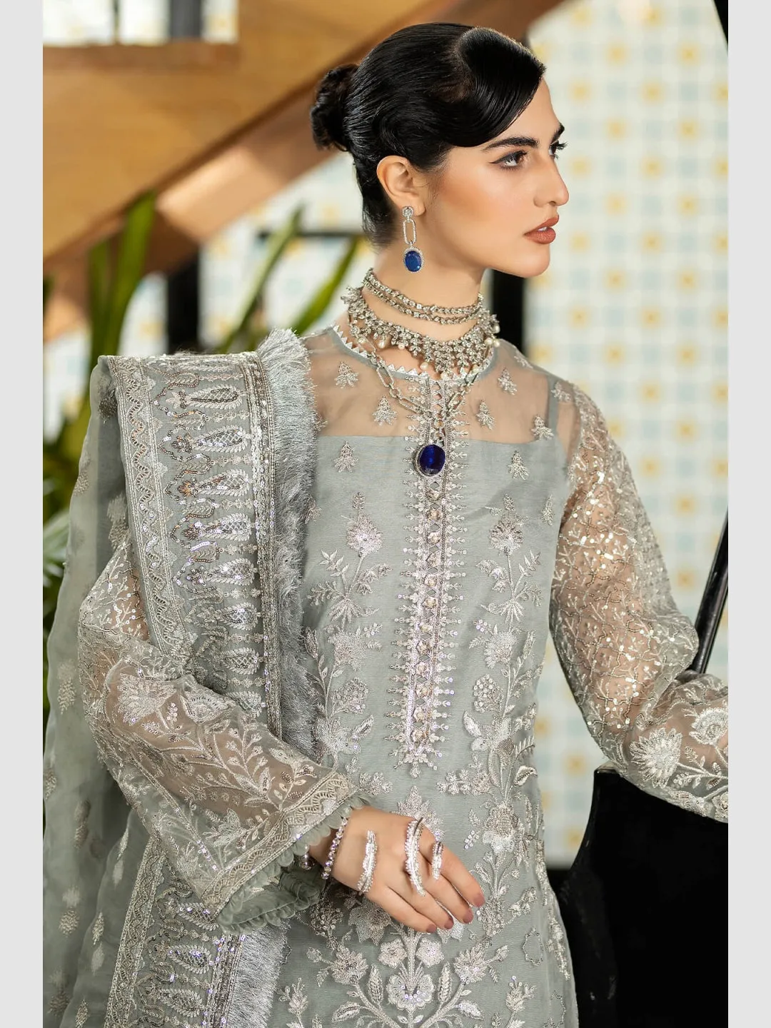 Designer Embroidered Net