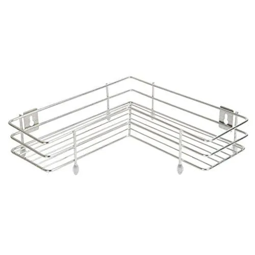 Embassy L-Shaped Corner Stand, Single (1-Tier), 33x9 cms, Stainless Steel (Multipurpose Storage Rack / Shelf - Kitchen, Bathroom etc.)