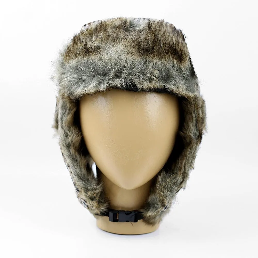 Faux Fur Ear Flap Russian Trapper Ushanka Bomber Hat