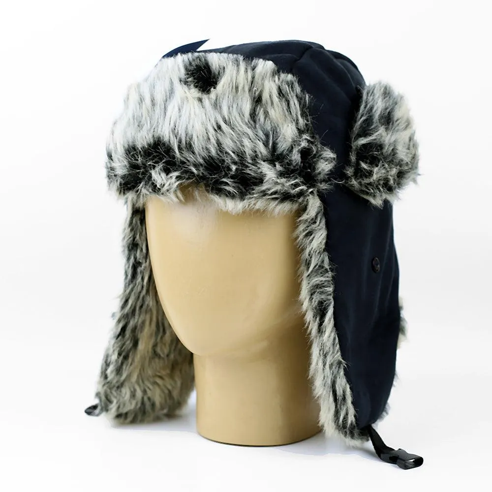 Faux Fur Ear Flap Russian Trapper Ushanka Bomber Hat