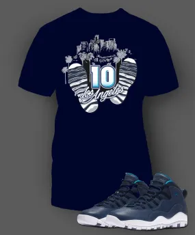 Graphic Navy T Shirt To Match Retro Air Jordan 10 LA Shoe