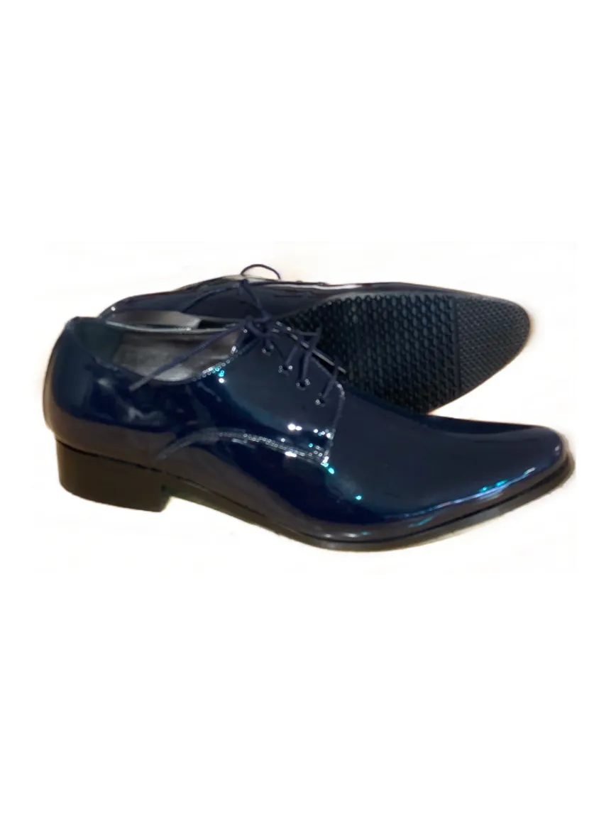 HARPERS Navy Patent Lace Shine Shoe