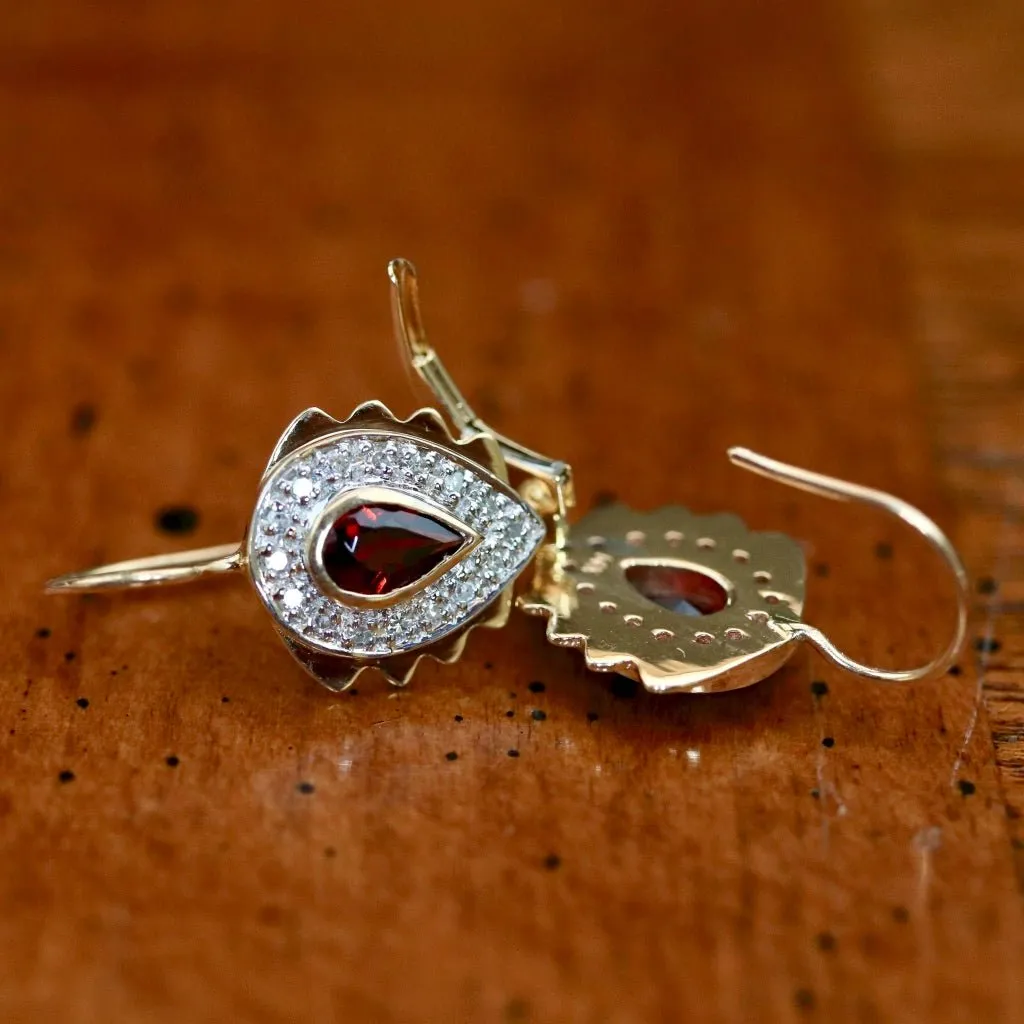 Heloise 14k Gold, Garnet and Diamond Earrings