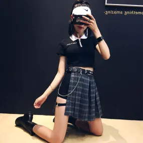 HIGH WAIST IRREGULAR PLAID SKIRT BY61074