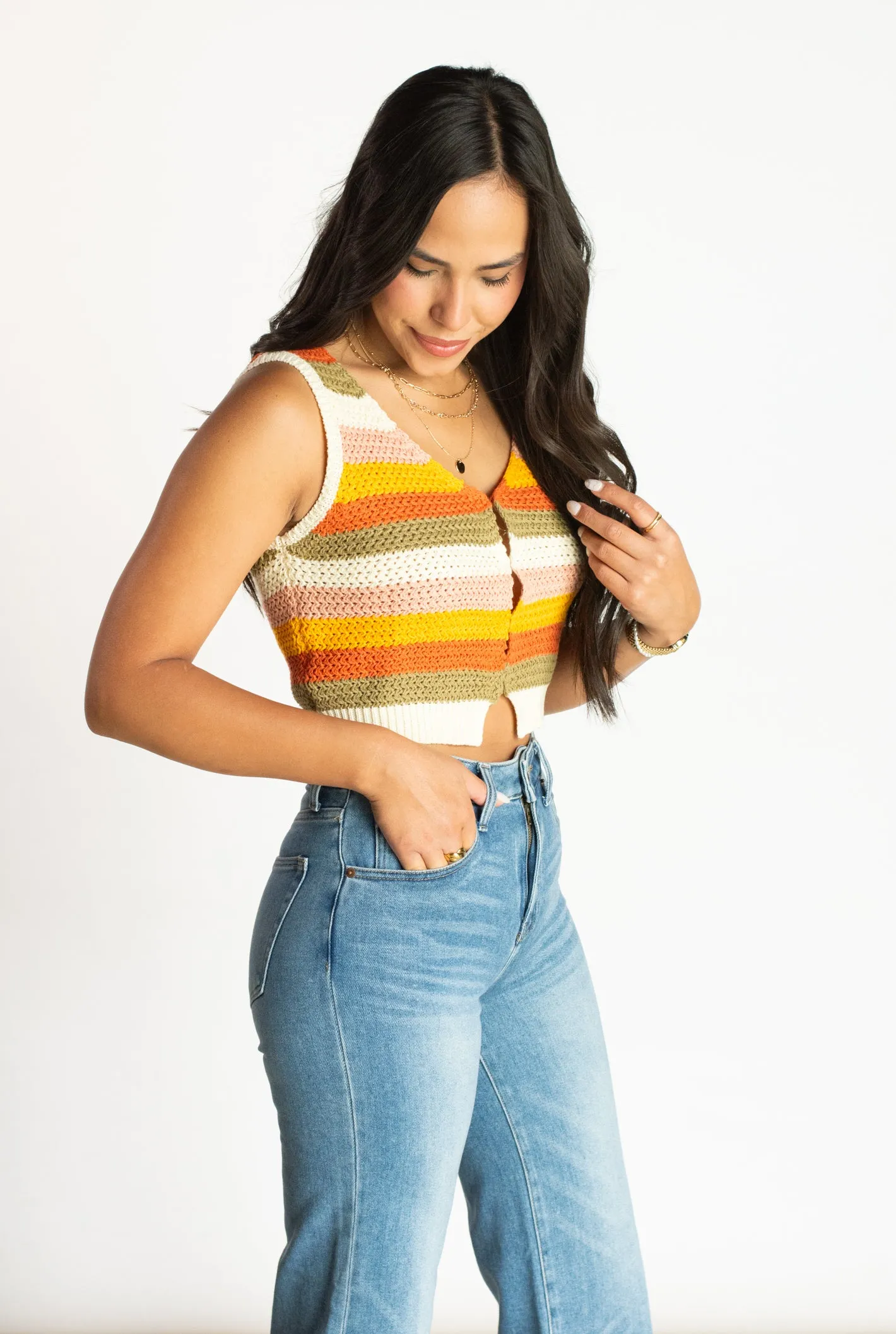 Hippie Chic Multicolored Crochet Top