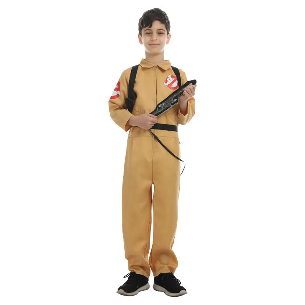 Kida Children Ghostbusters Cosplay Costume Boys Jumpsuit Bag Outfits Halloween Carnival Party Suit