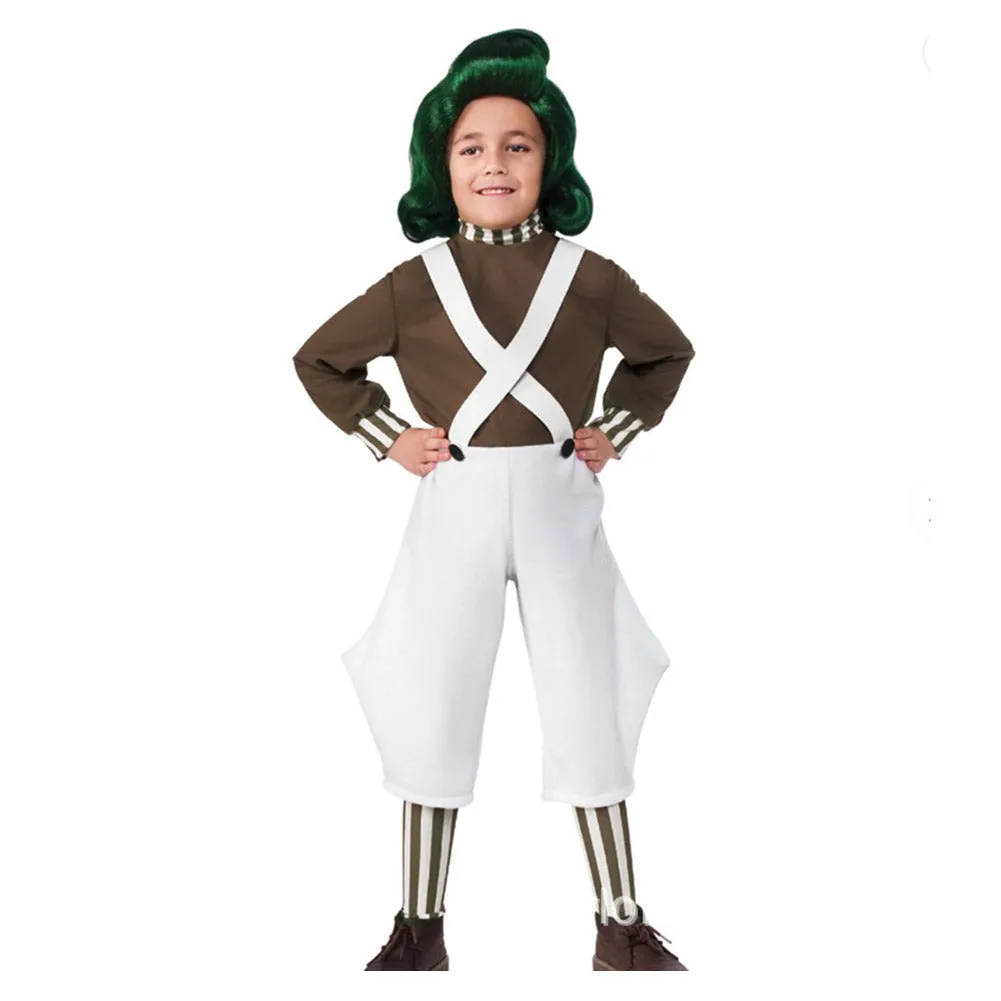 Kids Children Wonka - Oompa Cosplay Cosplay Costume Outfits Halloween Carnival Suit