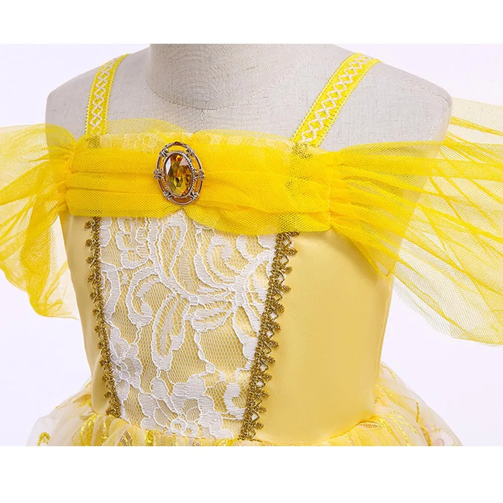 Kids Girls Belle Cosplay Costume Outfits Fantasia Halloween Carnival Party Disguise Suit