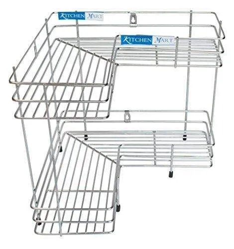 Kitchen Mart Stainless Steel L-Shaped rack 2 tier