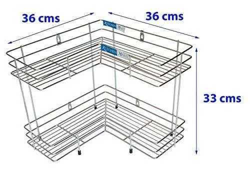 Kitchen Mart Stainless Steel L-Shaped rack 2 tier