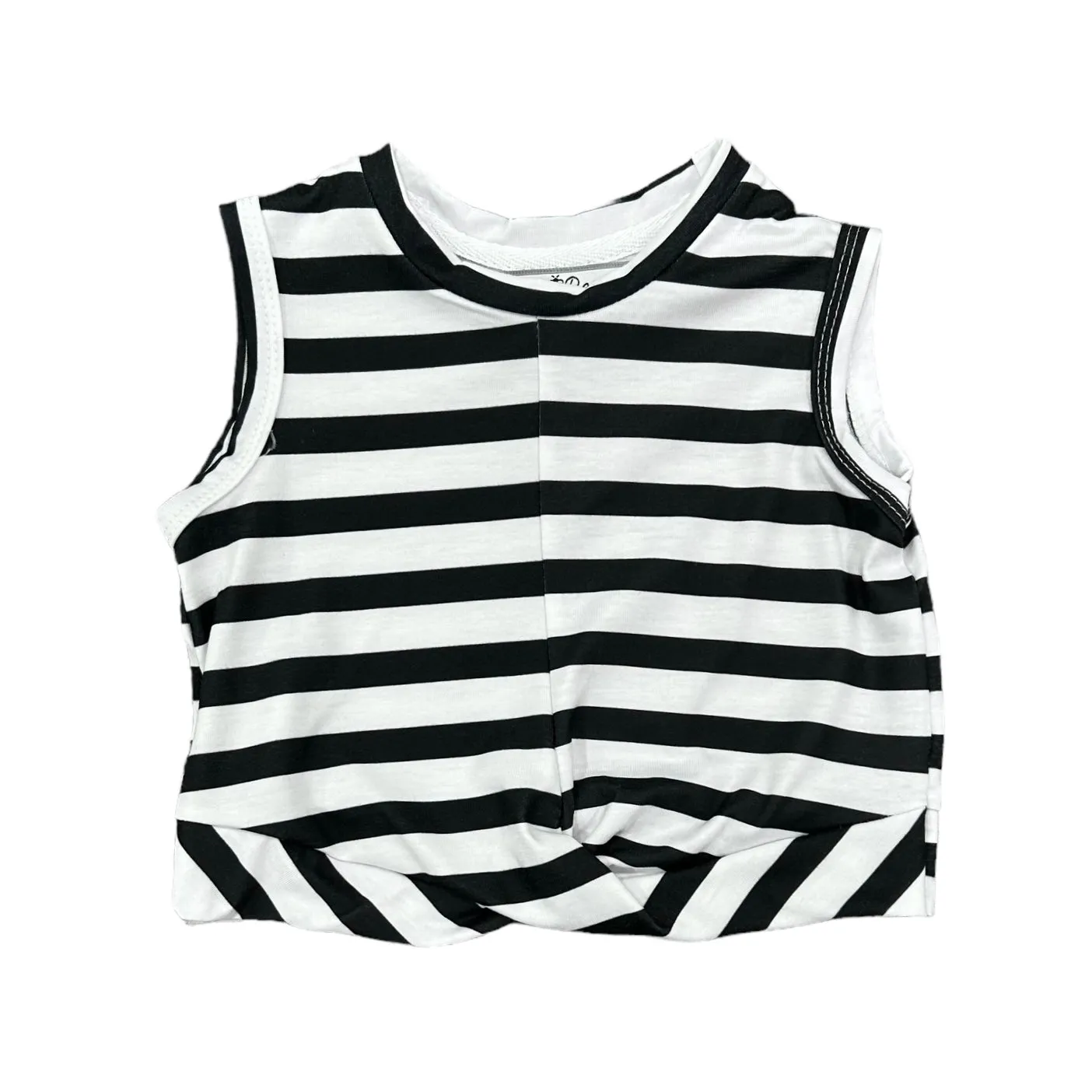 Knit Crop Knot Tank - Black Stripe