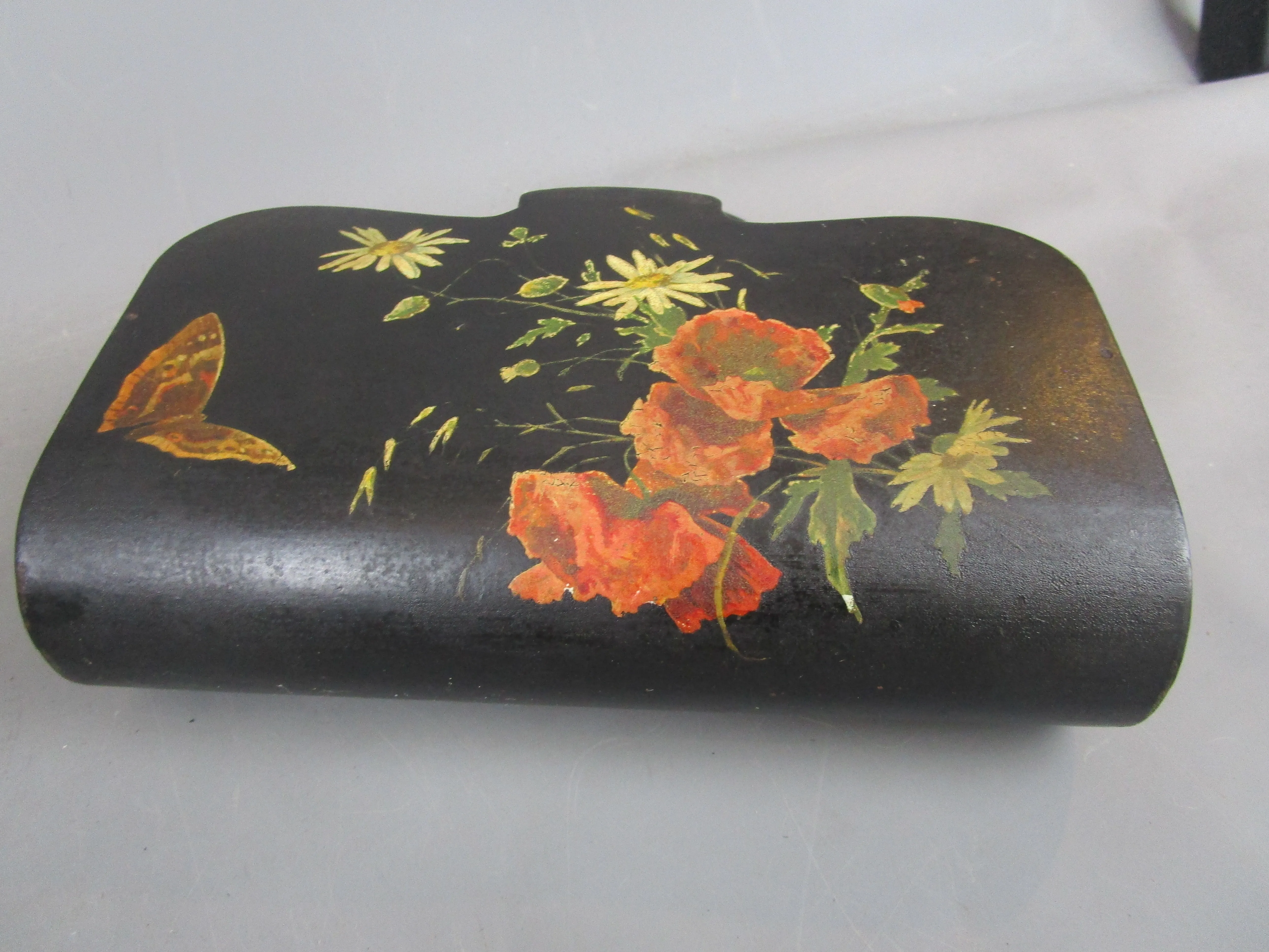 Lacquered Papier Mache Wall Hanging Letter Rack Antique Victorian c1890