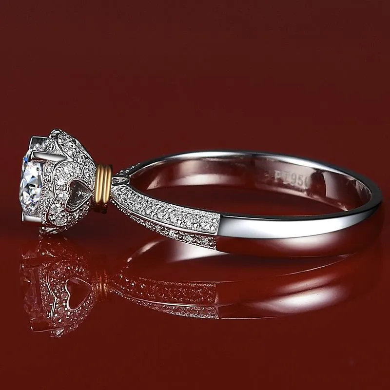 Luxury "Frozen Queen" Moissanite Engagement Ring In Sterling Silver