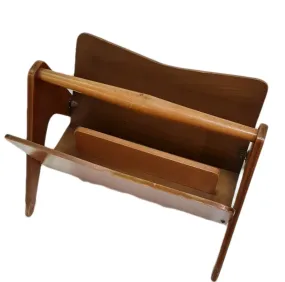 Mid-Century Modern Boomerang Wooden Vinyl Record Magazine Rack - Stylish Storage Solution