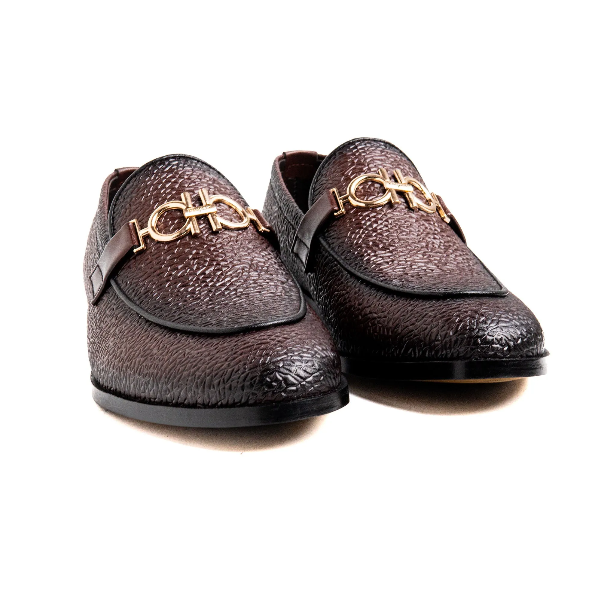 Men Brown Engraved Imported PU Leather Shoes