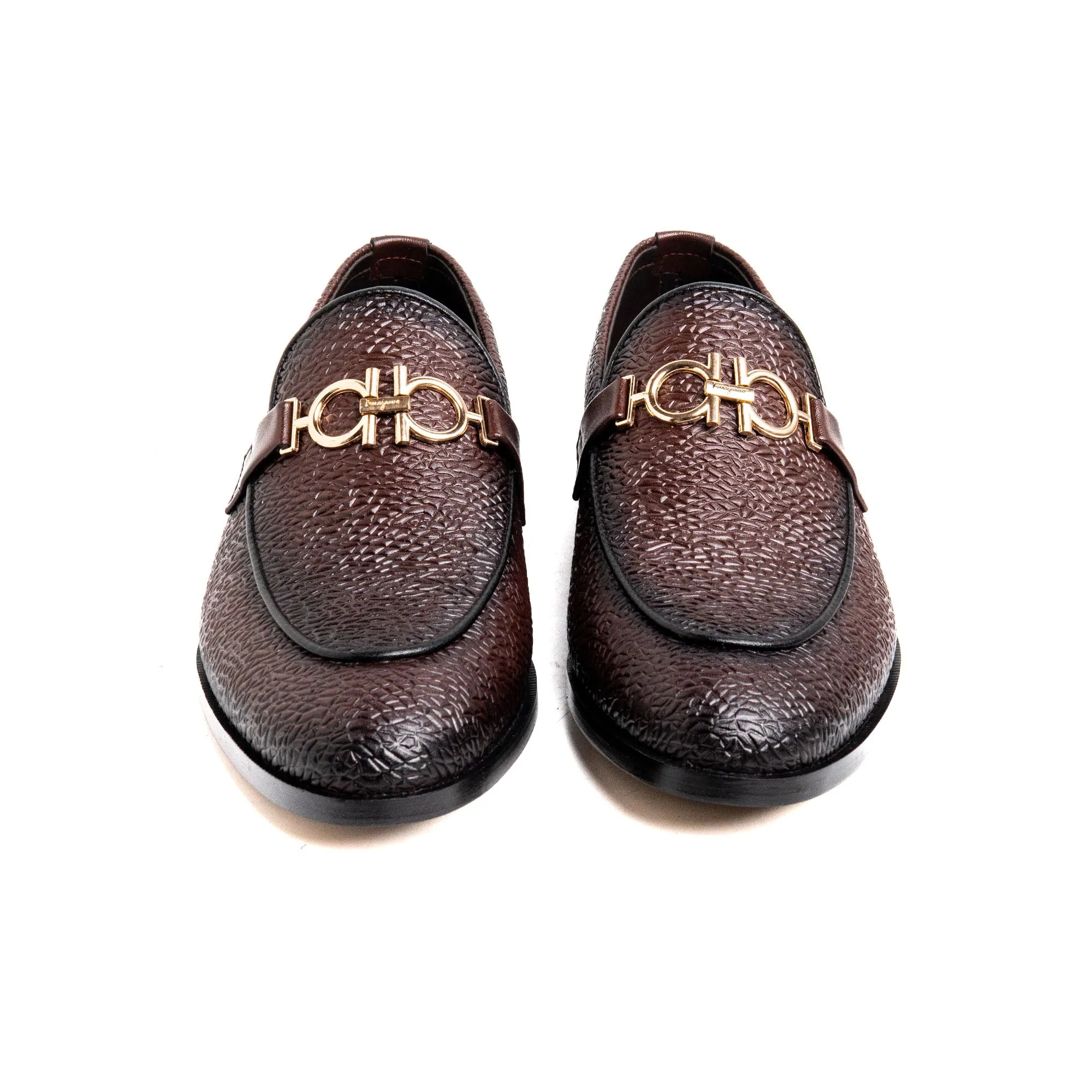 Men Brown Engraved Imported PU Leather Shoes