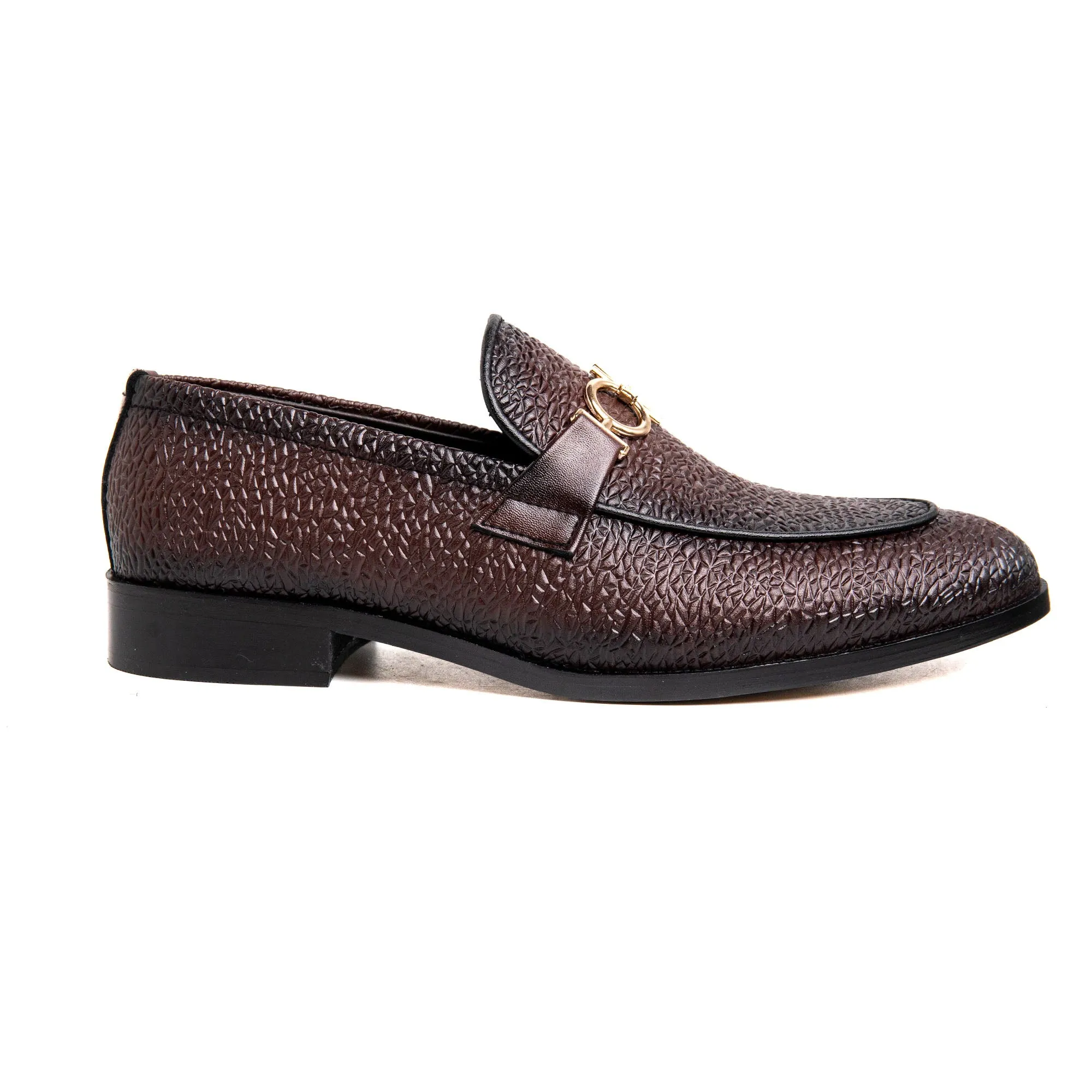 Men Brown Engraved Imported PU Leather Shoes