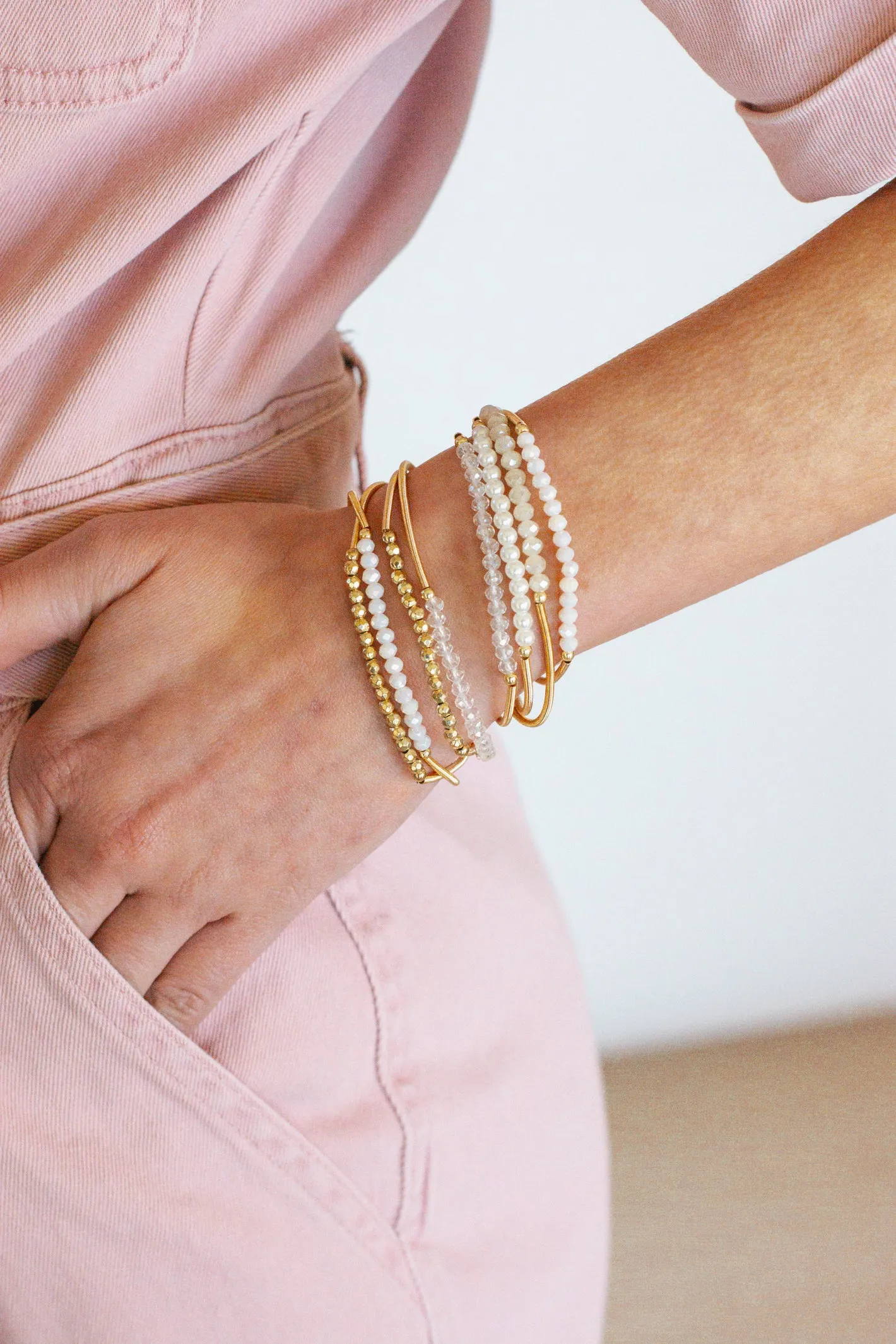 Modern Charisma Gold Layered Beaded Bracelet Set