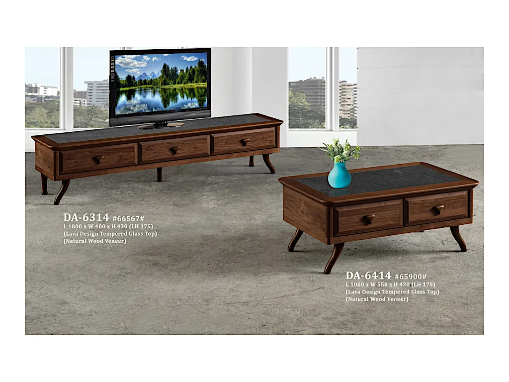 Nick Lavastone Design Tempered Glass TV Console (DA6314)