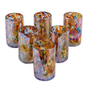 Novica Carnival Blown Glass Tumblers (Set Of 6)