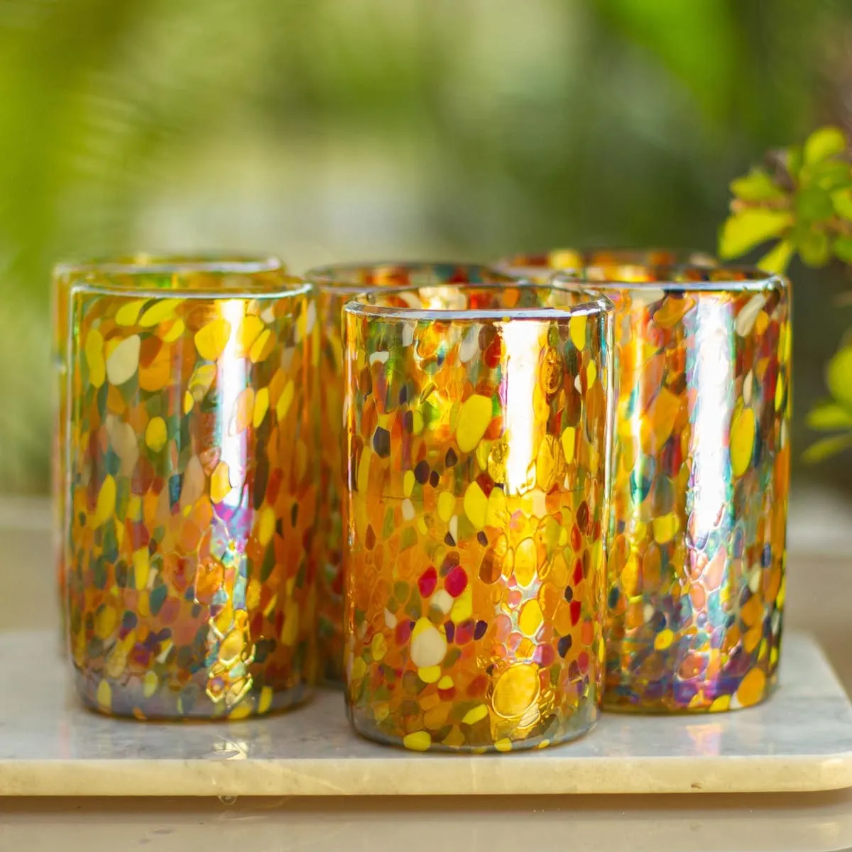 Novica Carnival Blown Glass Tumblers (Set Of 6)