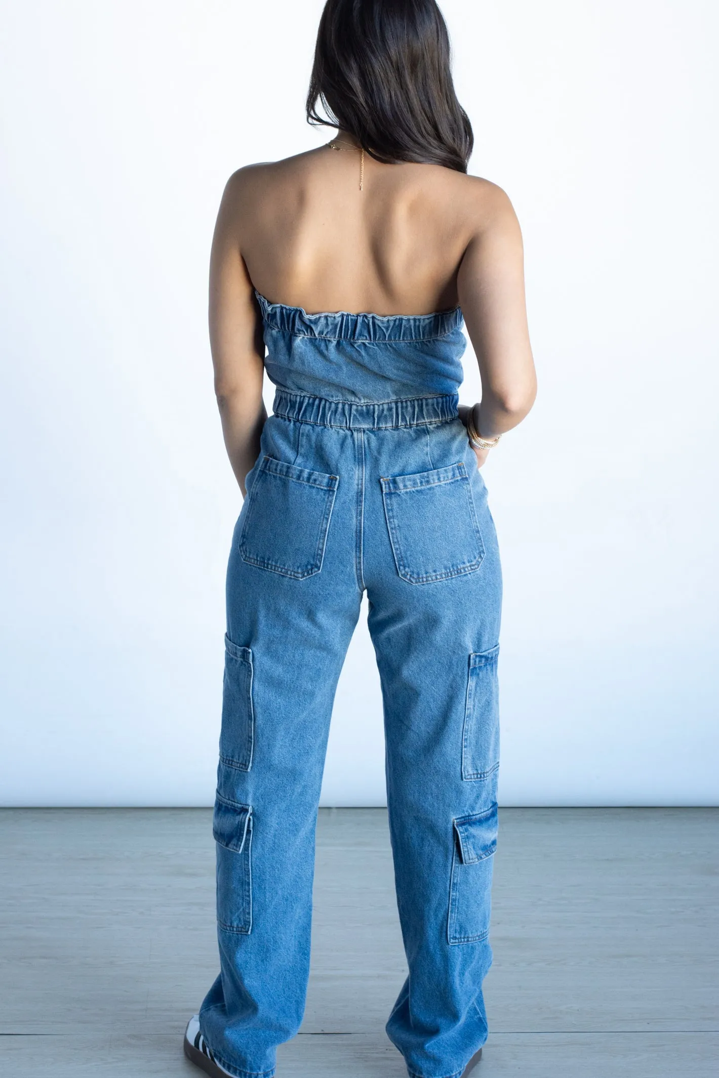 Our Go to Place Cargo Denim Jumpsuit