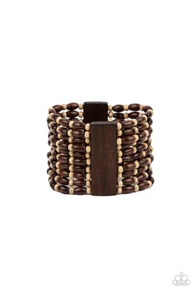 Paparazzi Cayman Carnival - Brown Wooden Bracelet